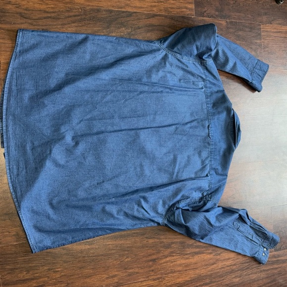 Orvis Classic Blue Cotton Button down long sleeve Shirt with suede patch XXL - Picture 6 of 11